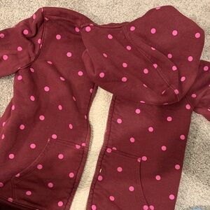 Lands' End Maroon and Pink Polka Dot Kids Hoodie